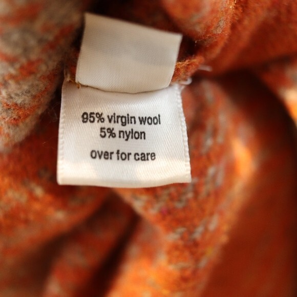 Su-Zen Rare Orange Plaid Wool Skirt Suit Set Longline Jacket Wrap Skirt L/XL - Picture 15 of 16